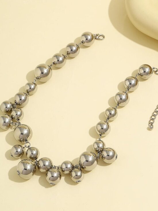 Chunky Pearls Statement Choker Necklace for Women,14K Gold Large Beaded Punk Bal - Picture 7 of 7